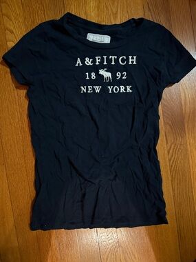 Abercrombie & Fitch Navy Tee with White Embroidered Logo